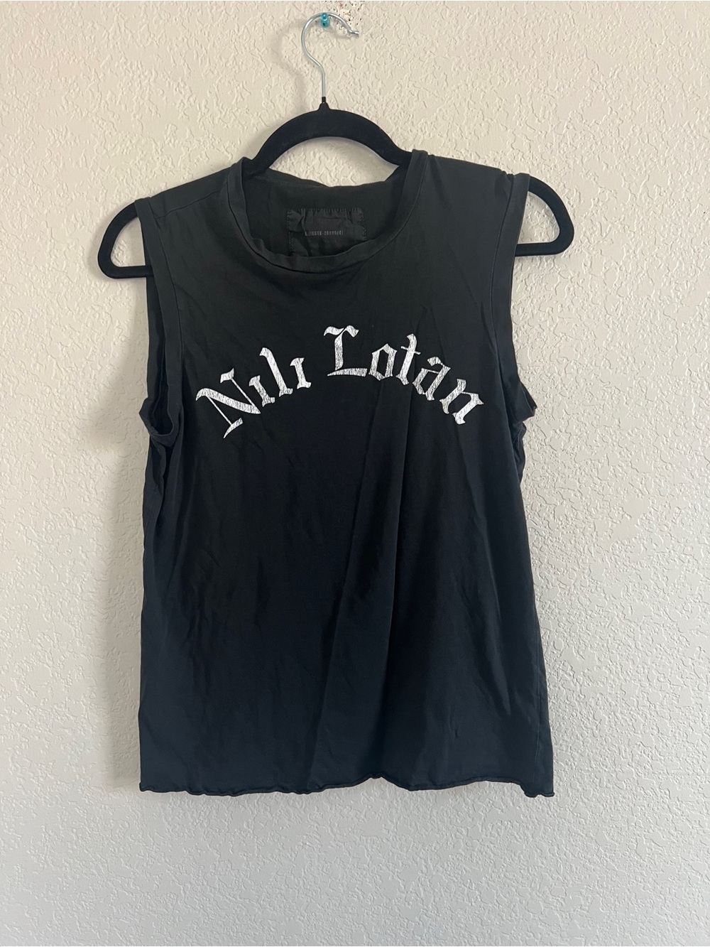 Nili Lotan Black and White Logo Muscle T-Shirt. Size Small